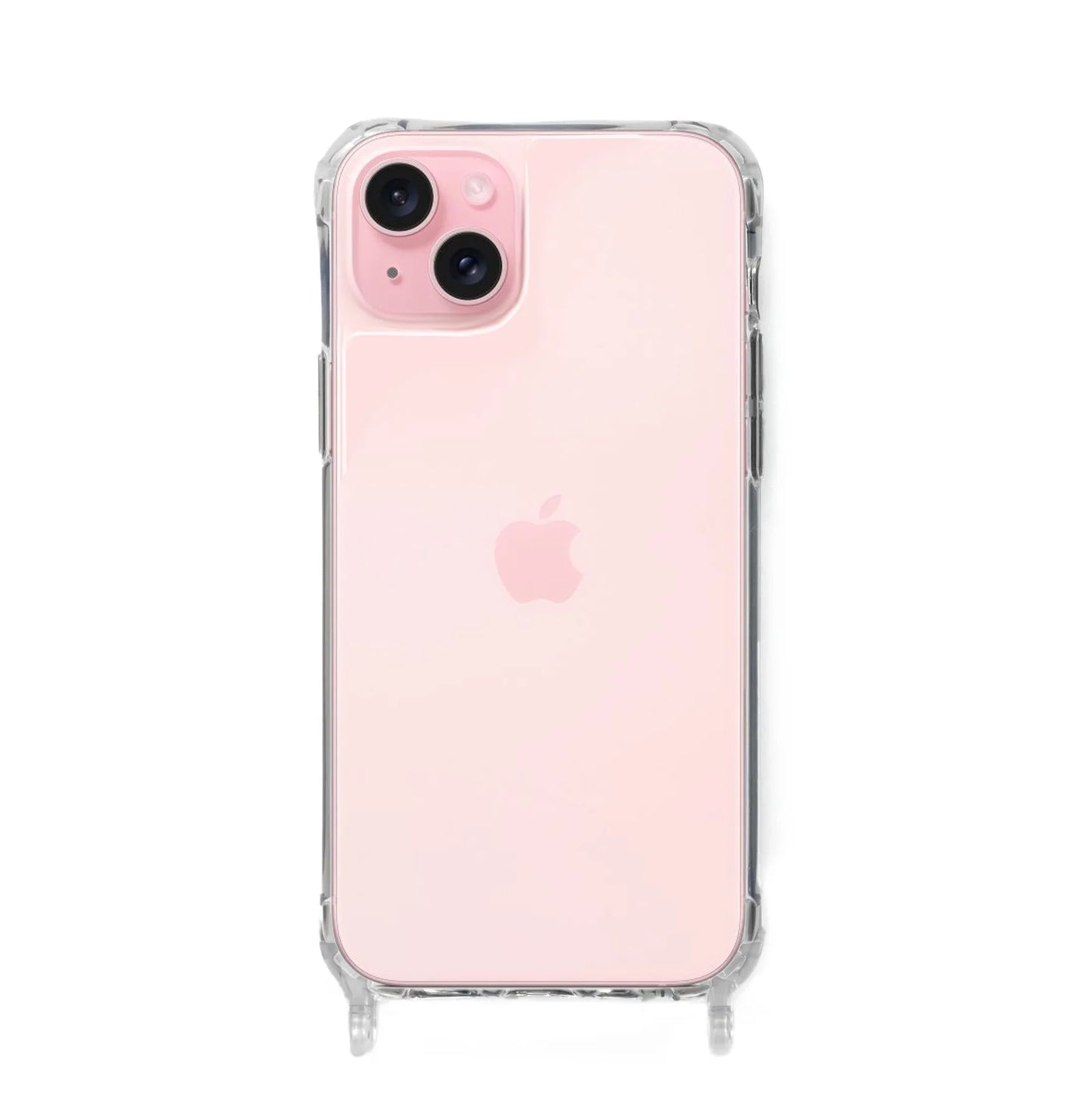 iPhone 16 Clear Case with built-in strap ring — slim clear back, compatible with all Charmolé phone straps