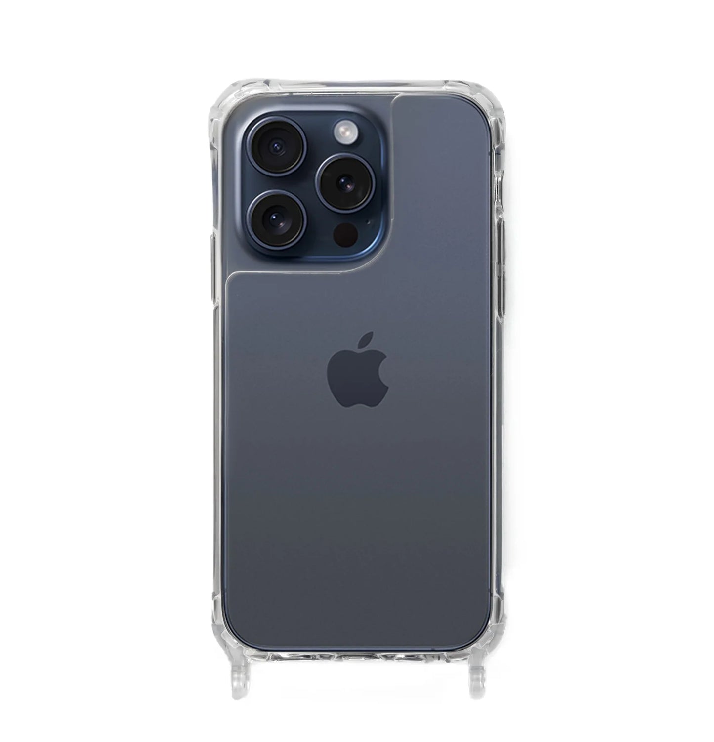 iPhone 16 Pro Clear Case with built-in strap ring — slim clear back, compatible with all Charmolé phone straps