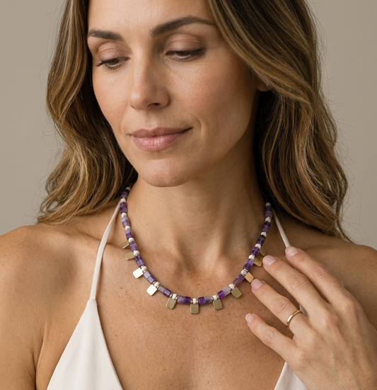 Amethyst Cube Necklace