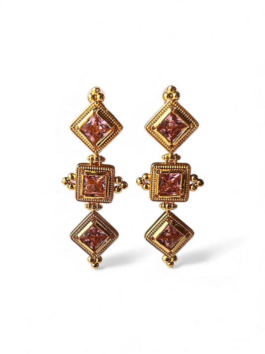 Blush Zircon Tiered Earrings