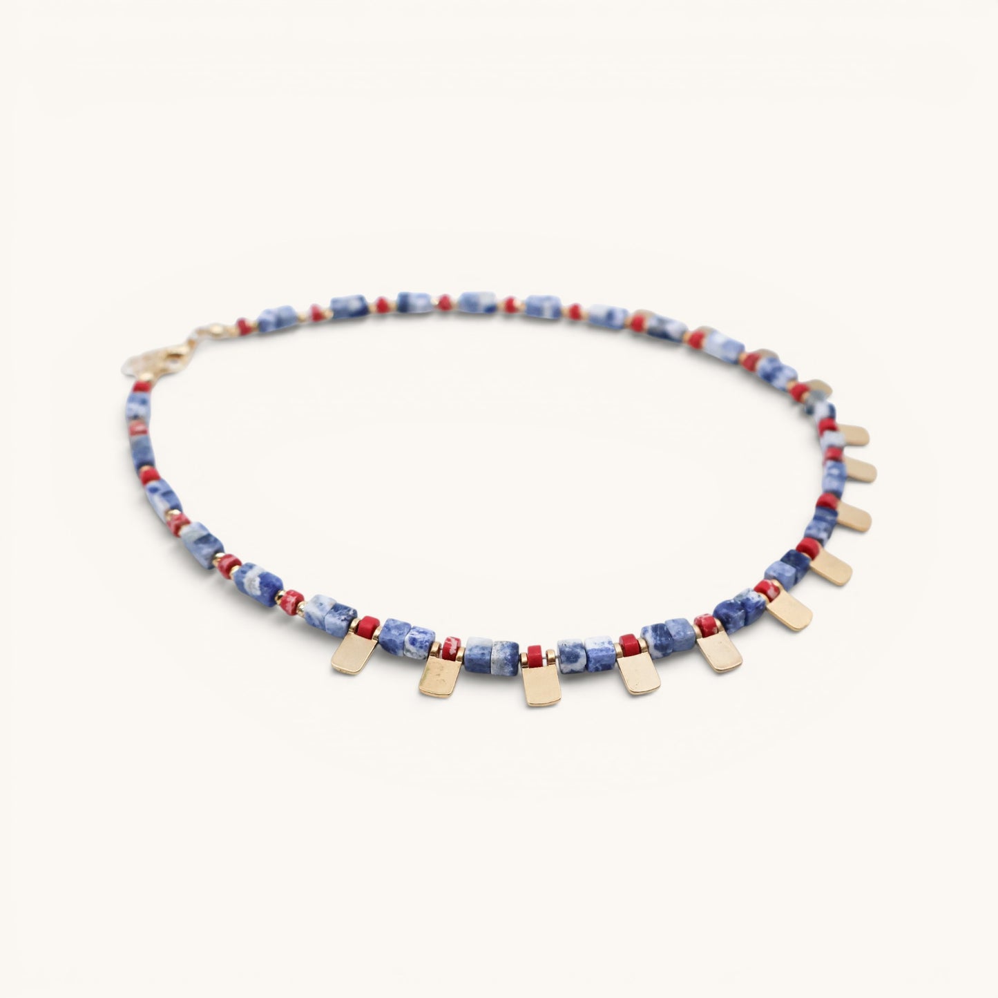 Sodalite Coral Cube Necklace
