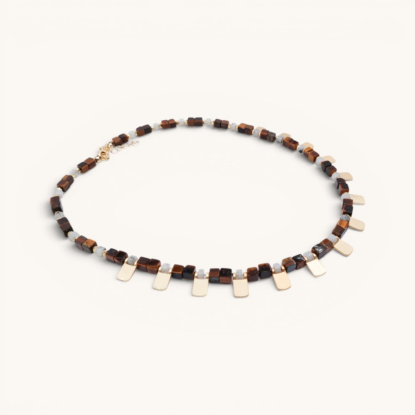Tiger's Eye Onyx Cube Necklace