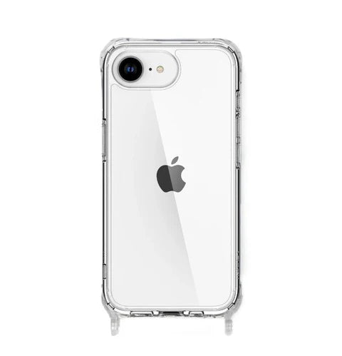 iPhone 16E Clear Case with built-in strap ring — slim clear back, compatible with all Charmolé phone straps