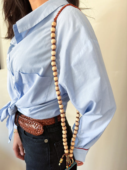 The Wood Bead Crossbody Strap