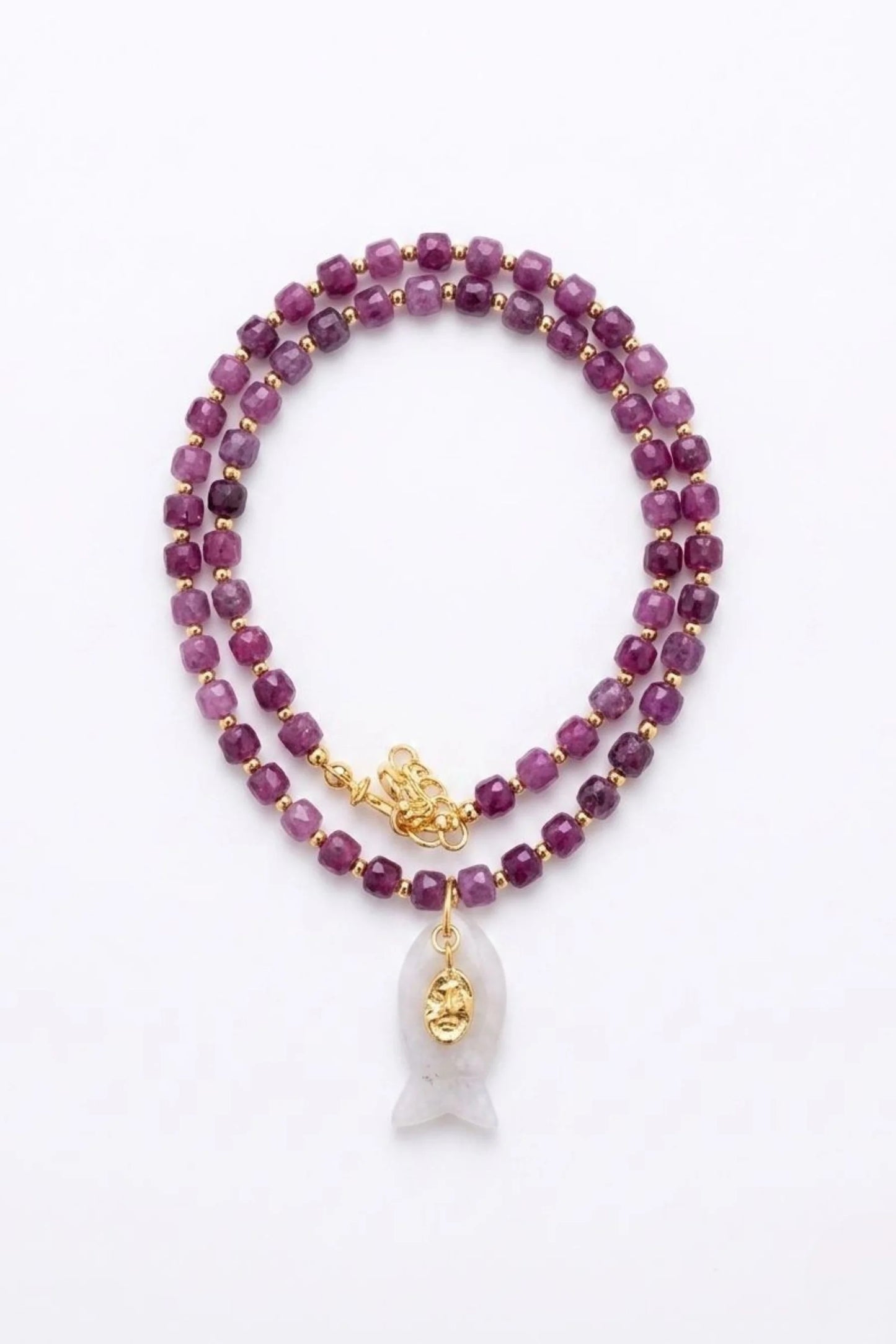 Amethyst Fish Charm Necklace