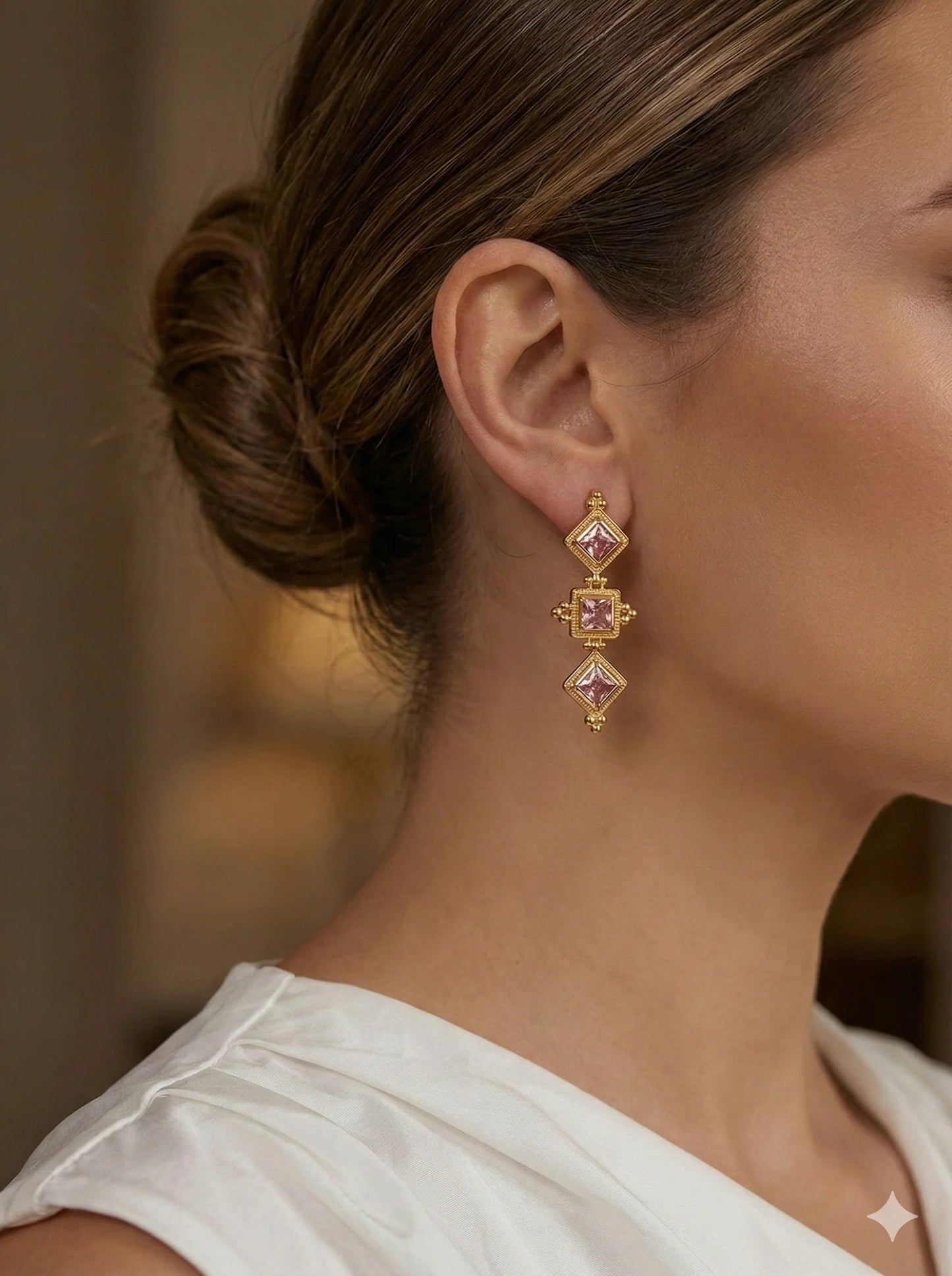 Blush Zircon Tiered Earrings