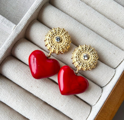 Nadine Heart Murano Glass Earrings in jewellery box
