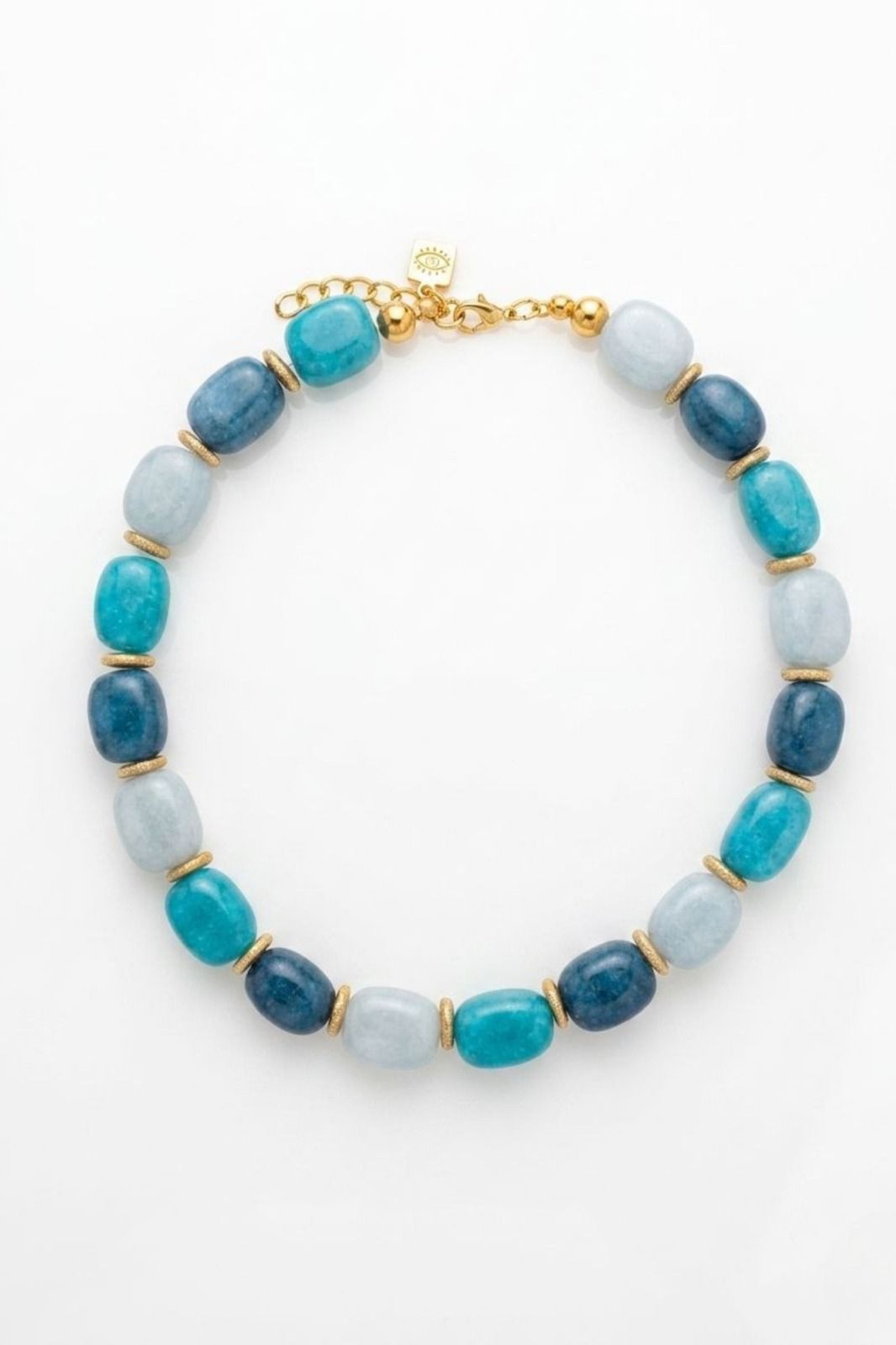 Velmara Quartz Necklace with natural blue quartz gemstone bold statement design