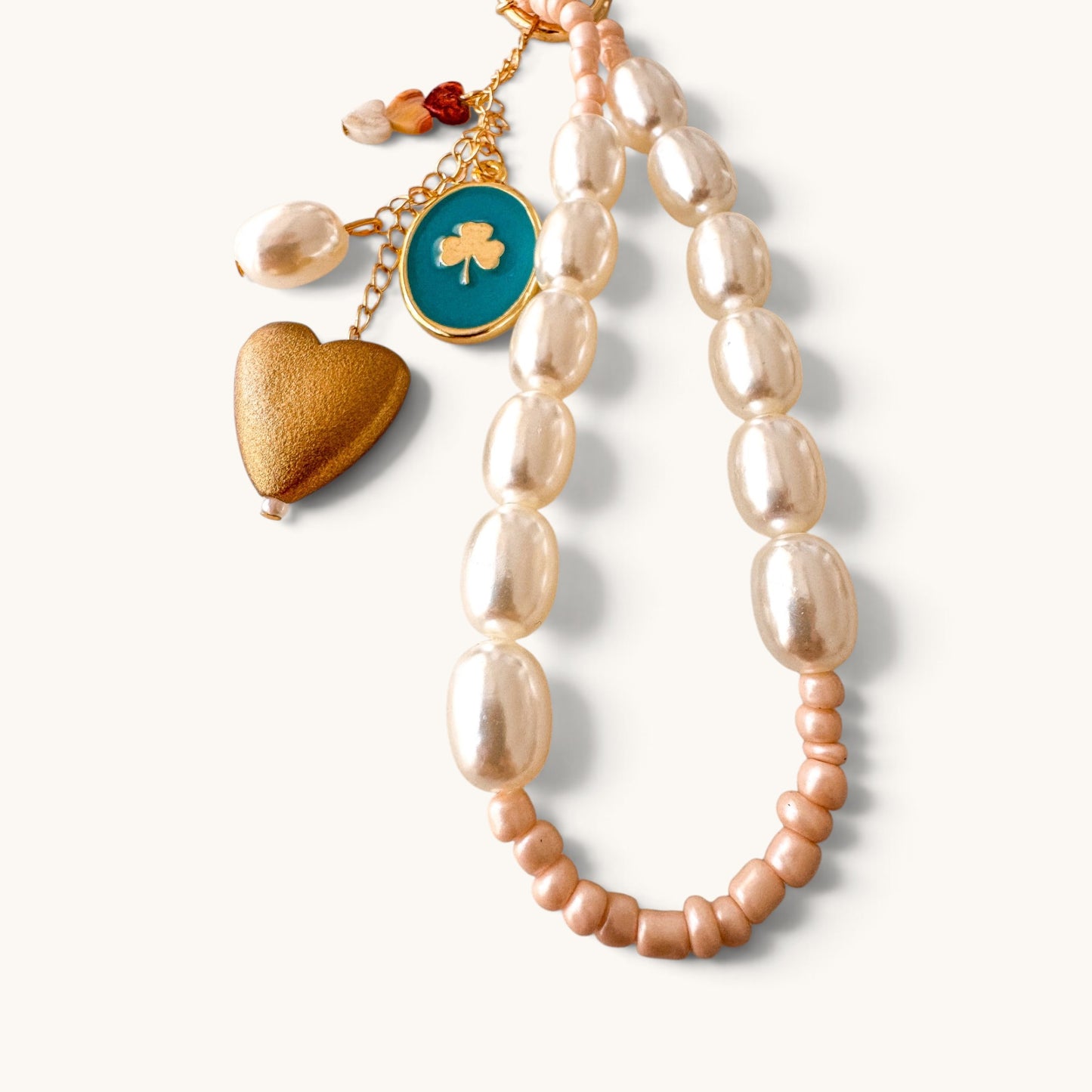 Teal Clover Pearl Charm