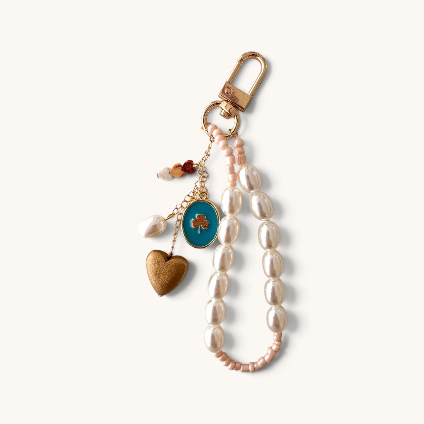 Teal Clover Pearl Charm