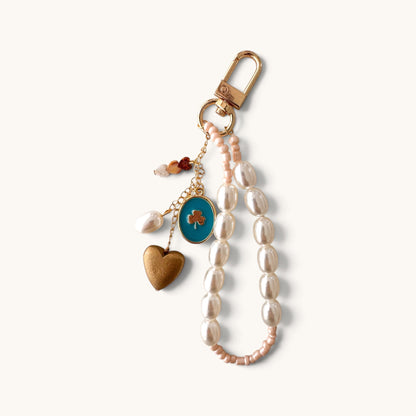 Teal Clover Pearl Charm