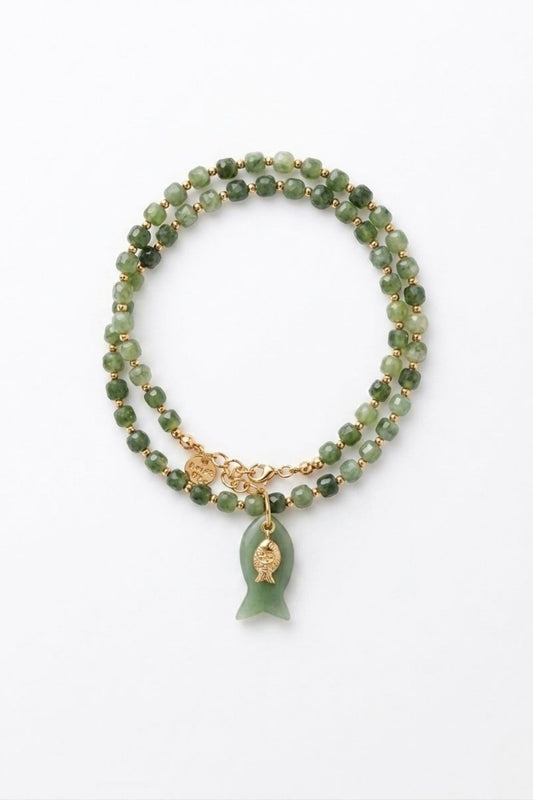 Jade Fish Charm Necklace