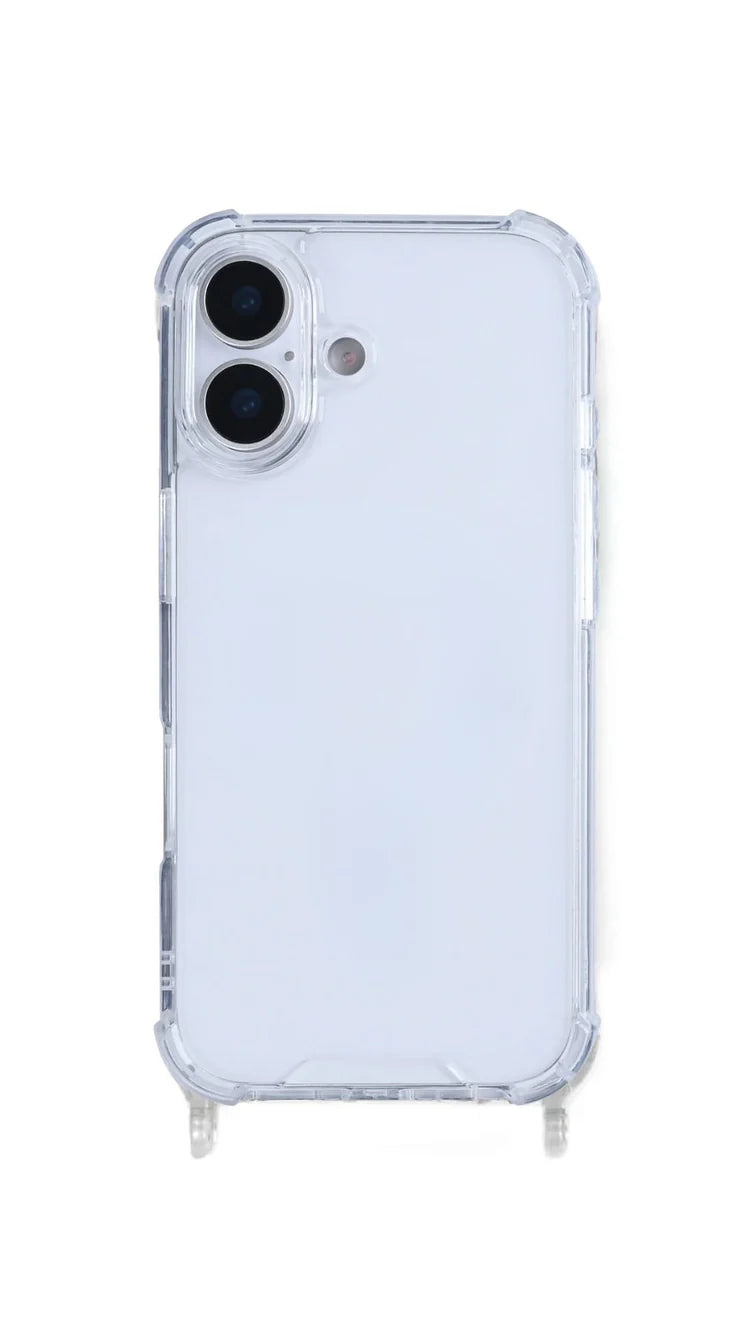 iPhone 15 Plus Clear Case with built-in strap ring - slim clear back, compatible with all Charmole phone straps