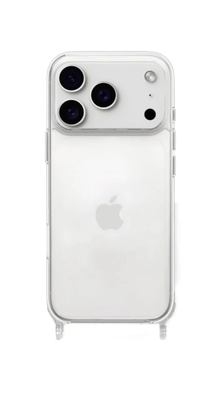 iPhone 17 Pro Max Clear Case with built-in strap ring - slim clear back, compatible with all Charmole phone straps
