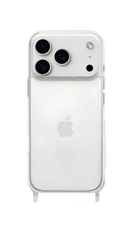 iPhone 17 Pro Max Clear Case with built-in strap ring - slim clear back, compatible with all Charmole phone straps