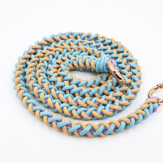 Laguna Breeze hand-knotted macrame crossbody strap - Milan cord flat lay on white background
