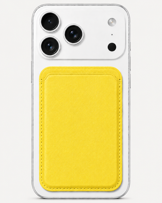 Lime Citrus MagSafe card holder — snap-on iPhone wallet, holds 2–3 cards slim