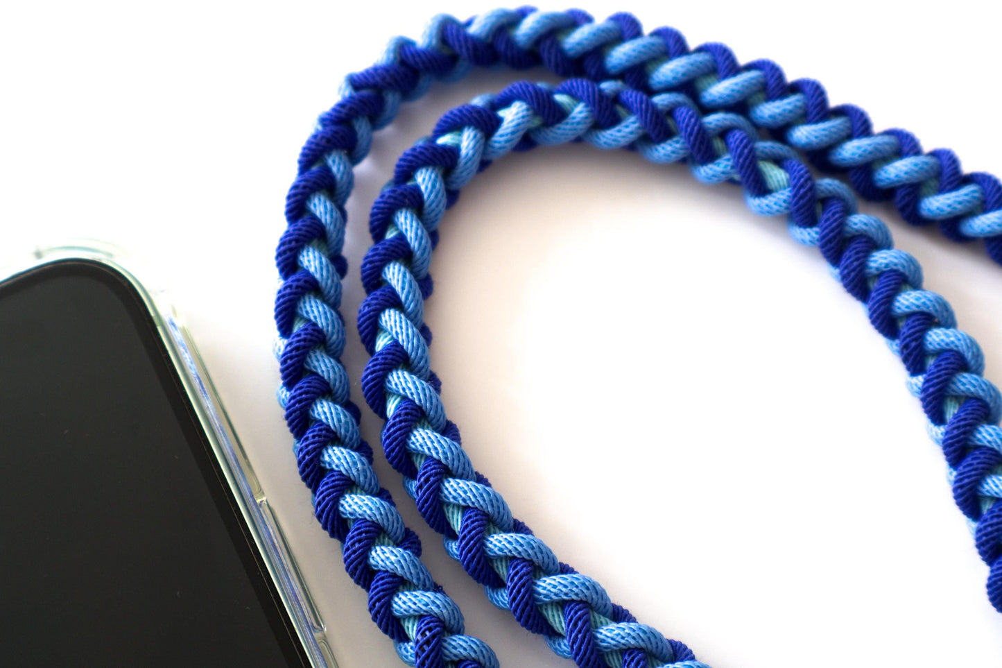 Milan Blue crossbody strap on a white background