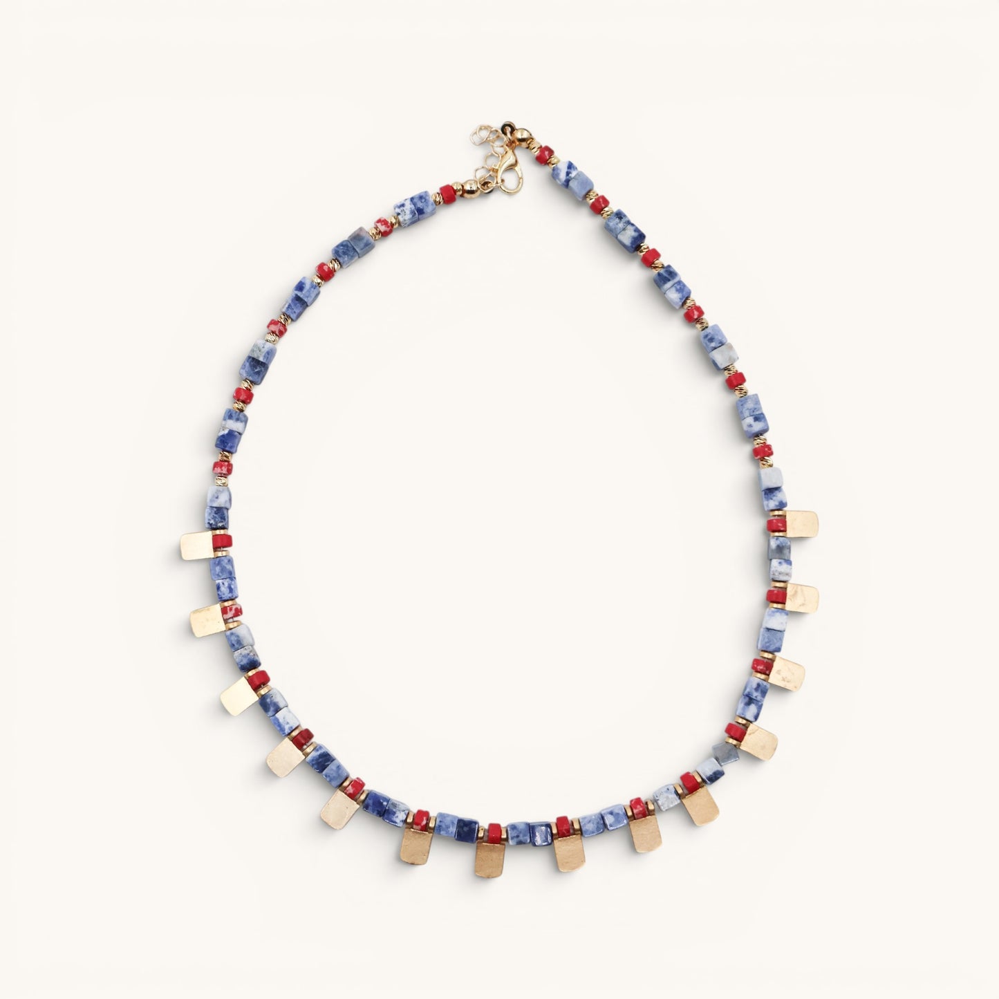 Sodalite Coral Cube Necklace