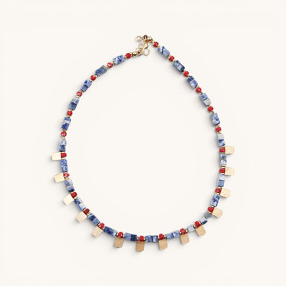 Sodalite Coral Cube Necklace