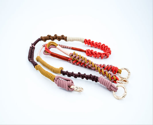 Terracotta Sand handmade macramé crossbody strap — sun-baked terracotta and sandy beige Milan cord flat lay