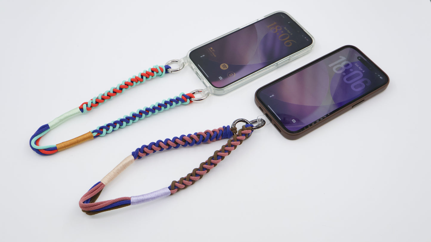 Terracotta Sand modular phone strap set — complete set with interchangeable clips in terracotta and sand
